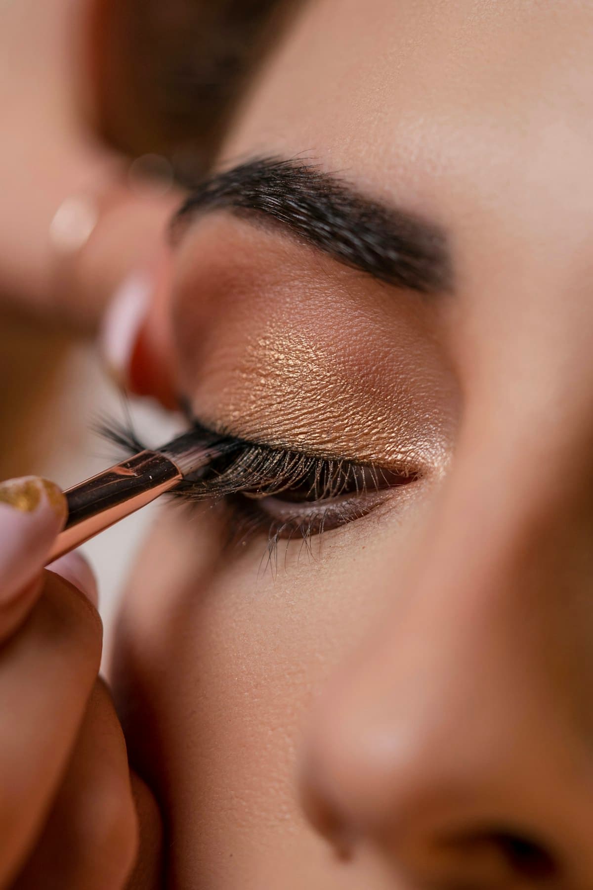 Makeup application in progress during a client session